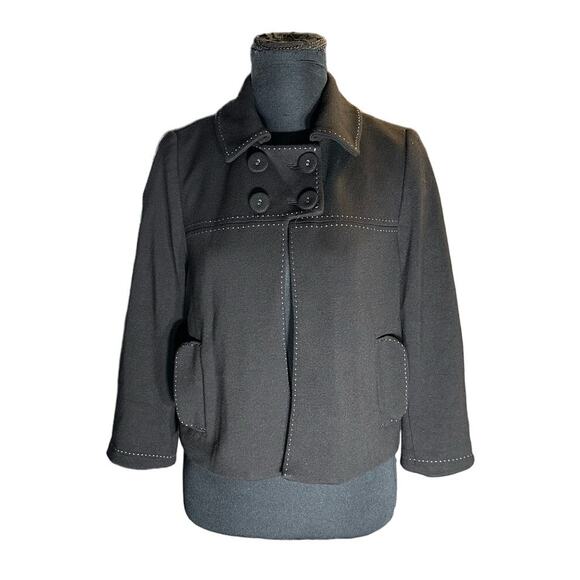 Sandro Sportswear Black Cropped Double Breasted Long Sleeve Blazer Size S - Picture 1 of 6
